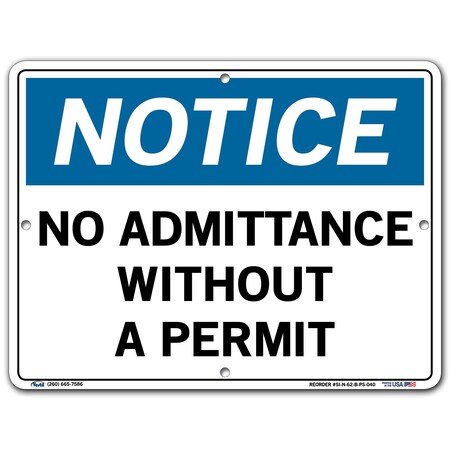 Vestil Polystyrene Sign, 9-1/2" Height, 12-1/2" Width, Polystyrene, Rectangle, English SI-N-62-B-PS-040